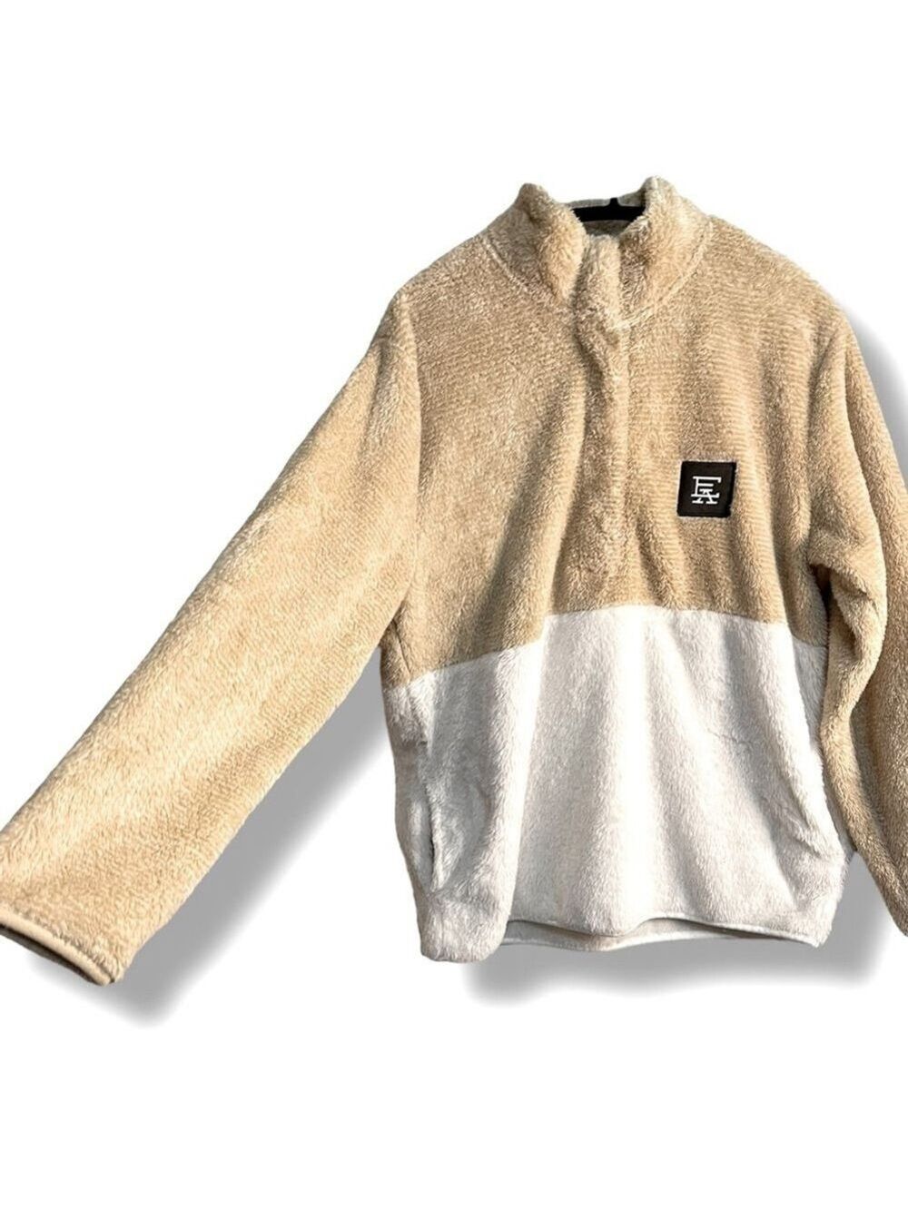 Fleece Pullover Camel and Cream Women's Size Large - Picture 6 of 12